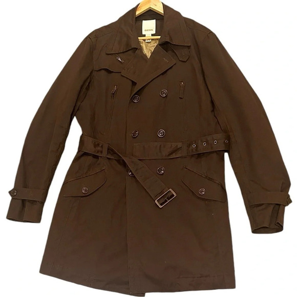 Diesel vintage men’s trench coat XL in exc condition! Y2K and academia in 1 coat - Picture 1 of 15
